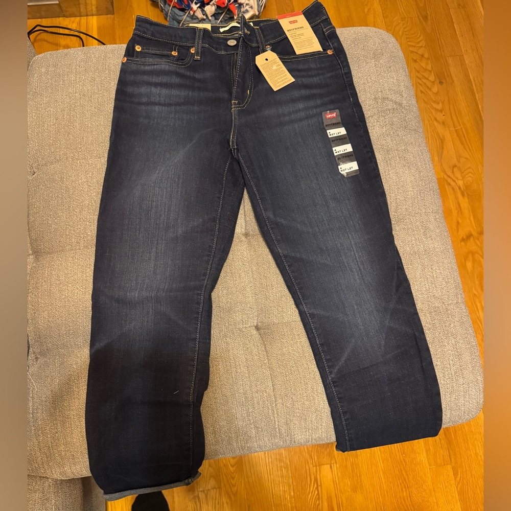 Womens Levis Boyfriend Mid Rise Cobalt Layer Blue Jeans